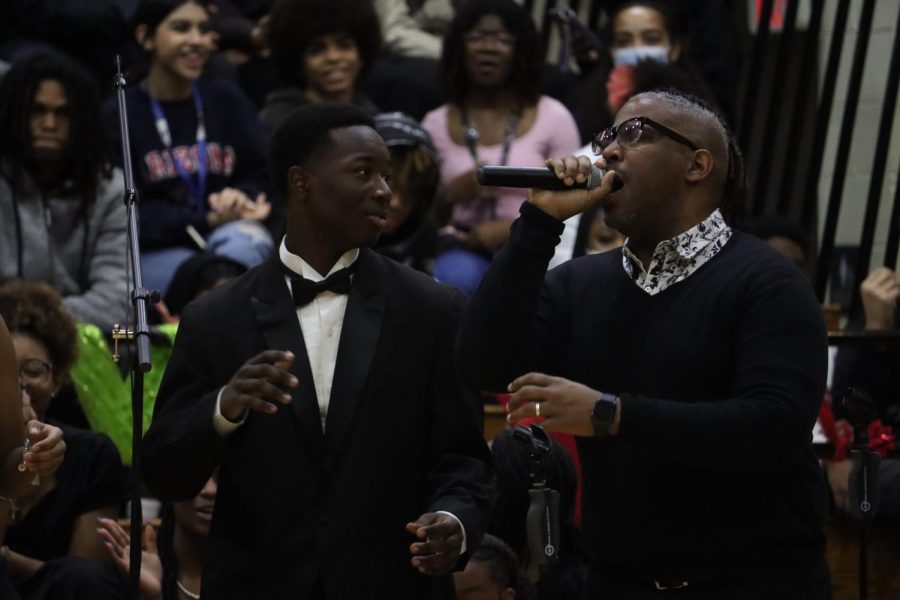Left, 25 Dorian Daley  and Charlie Butler perform with the GAP Choir during the HOPE 365 assembly. GAP Choir performed the song Better during the assembly. 