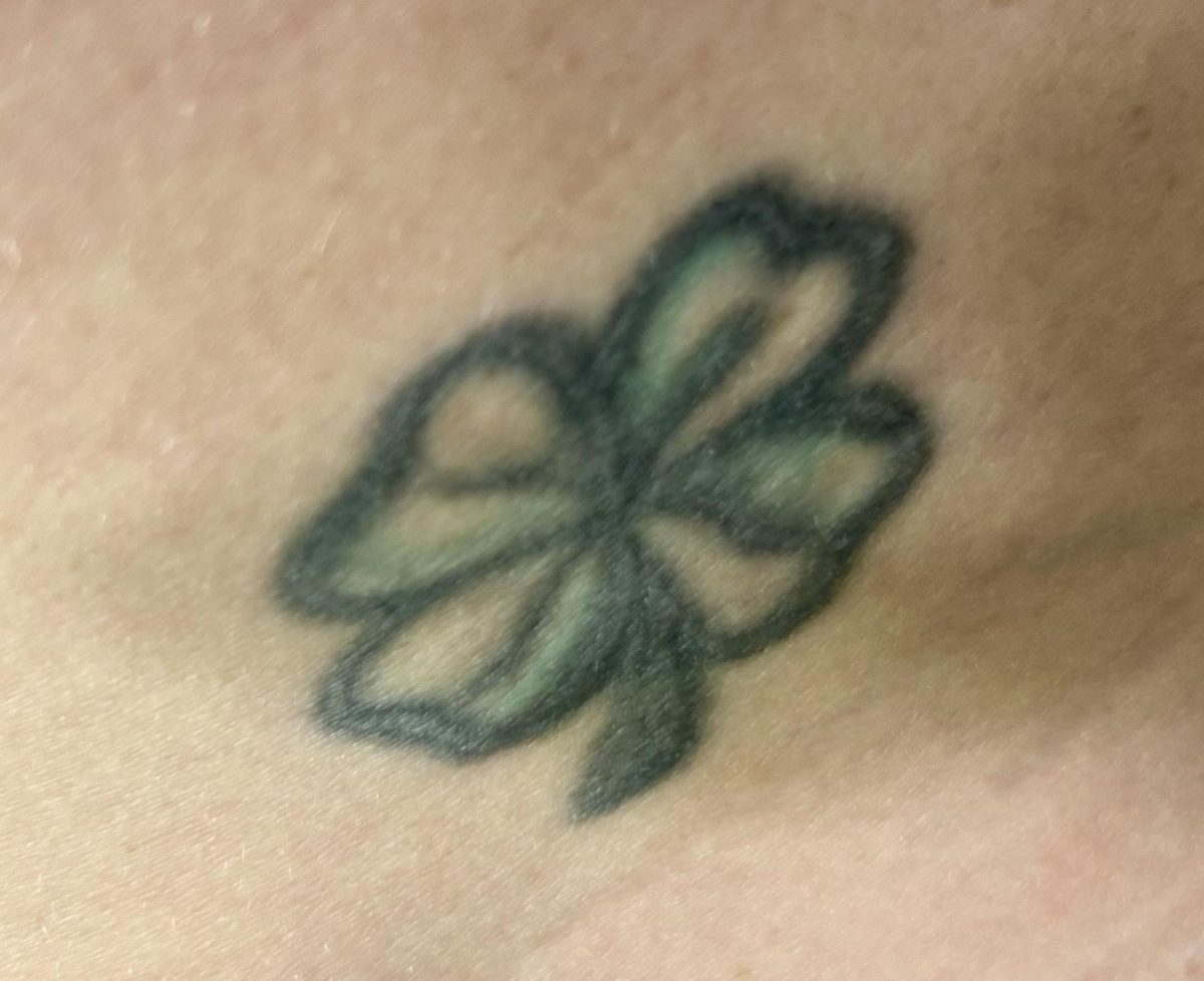 Brooke Crigger's shamrock tattoo on her back.