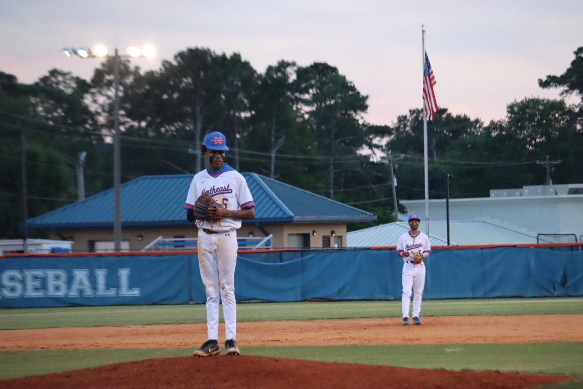 Jalen Scott prepping to pitch. 