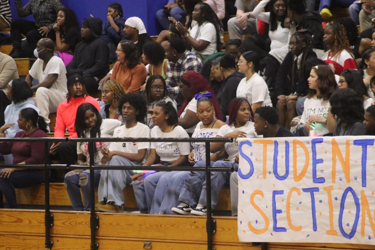 Student section shows love during the game.